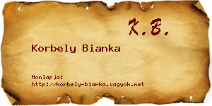 Korbely Bianka névjegykártya